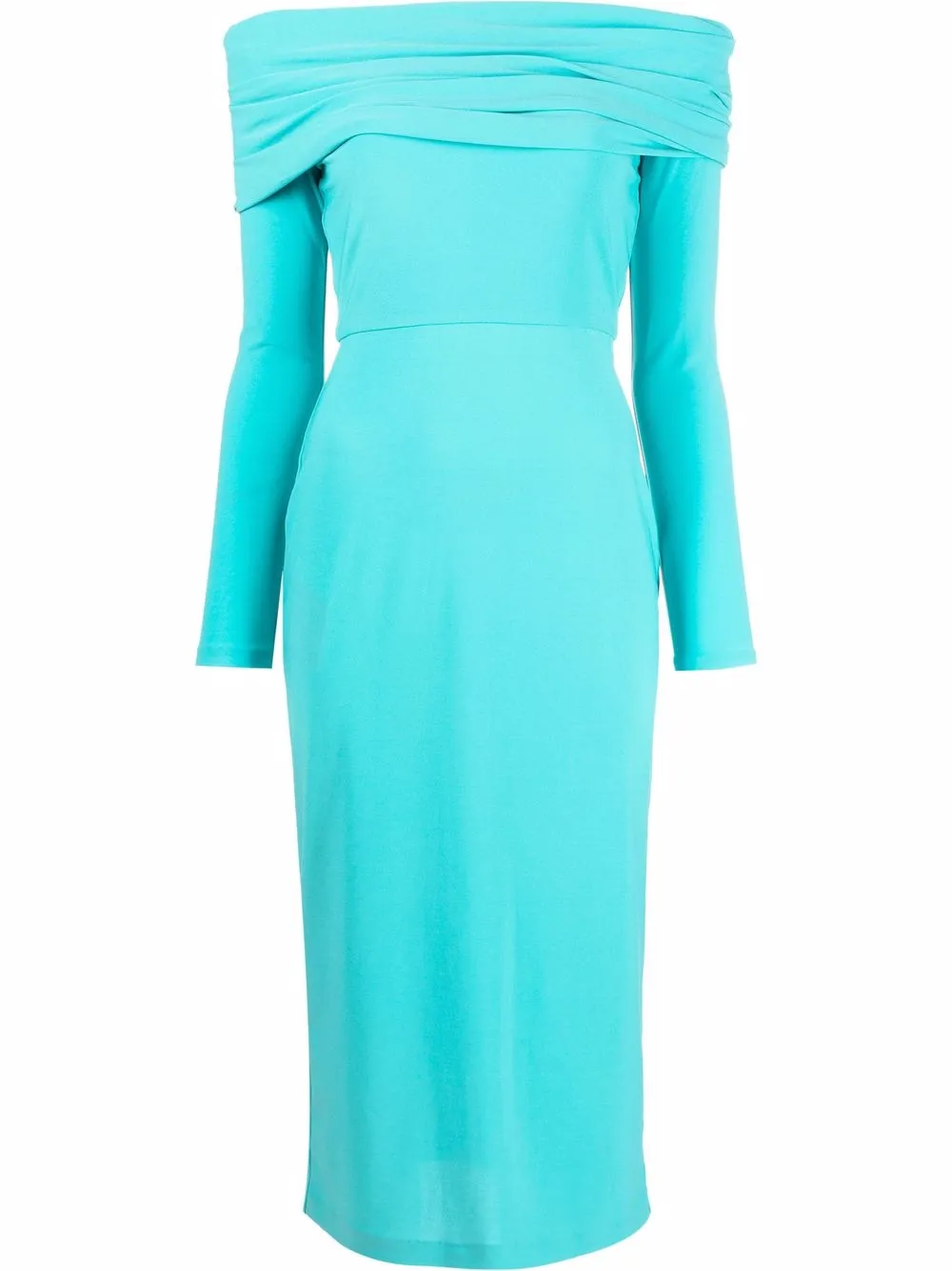 

Solace London vestido Bardot midi - Azul