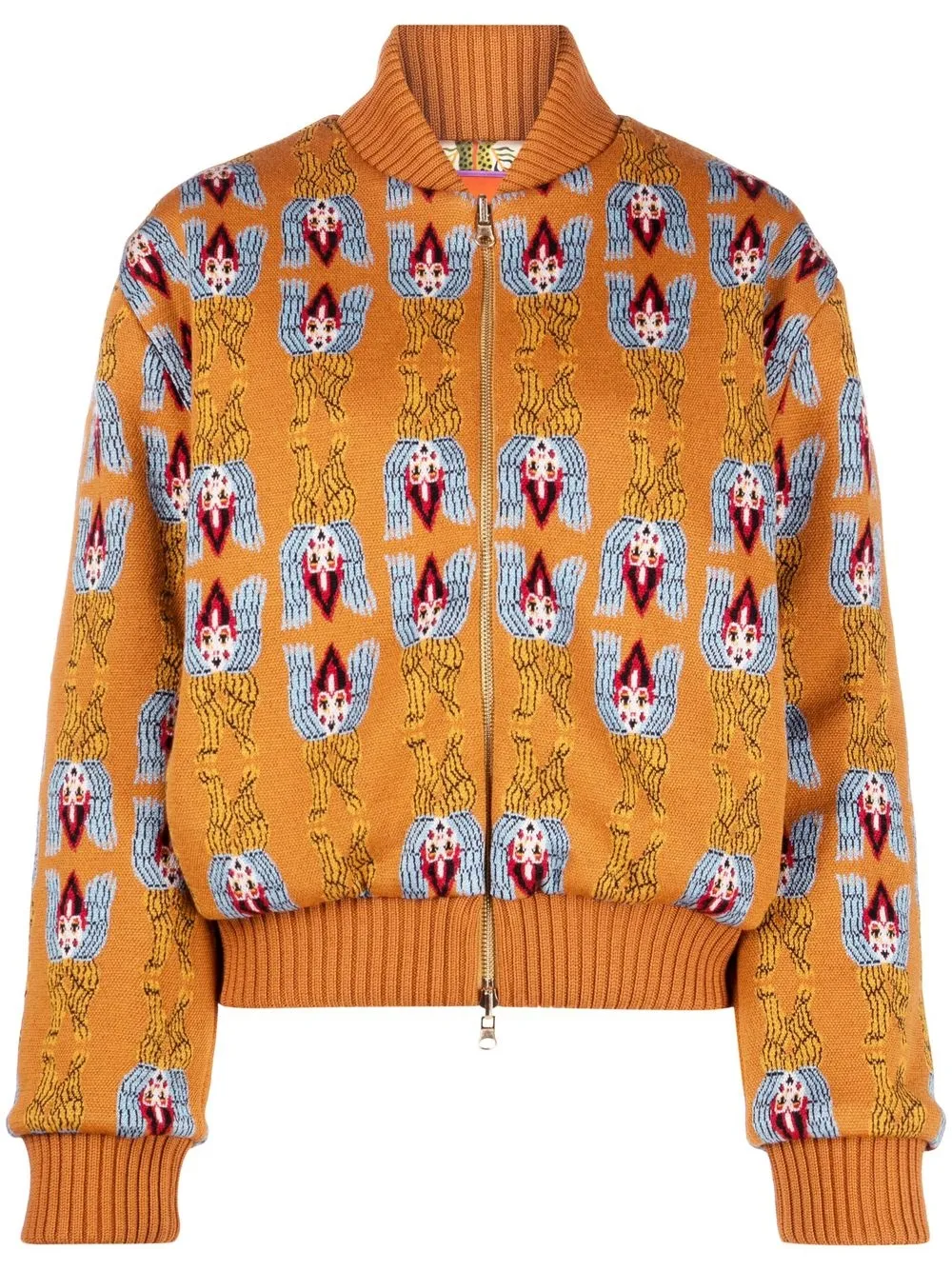 

La DoubleJ reversible jacquard-knit bomber jacket - Orange