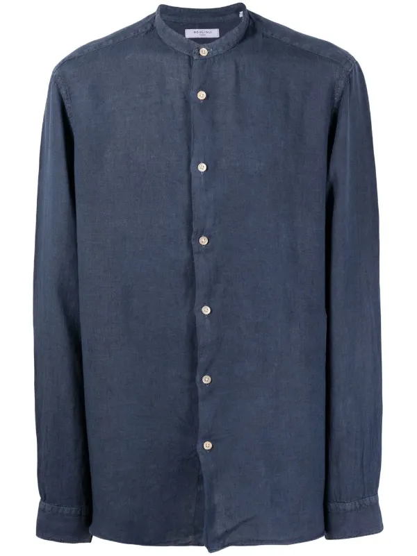 Boglioli band-collar Linen Shirt - Farfetch