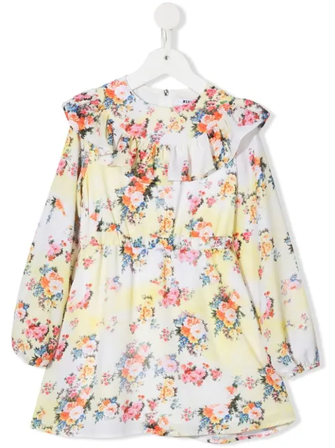 MSGM Kids floral-print ruffle dress