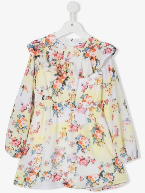 MSGM Kids floral-print ruffle dress