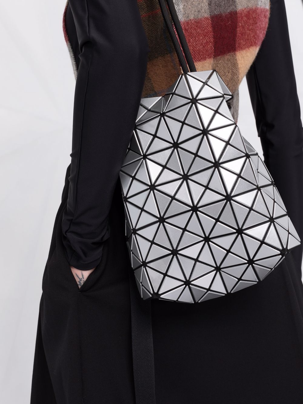 Silver Wring drawstring PVC bucket bag, Bao Bao Issey Miyake