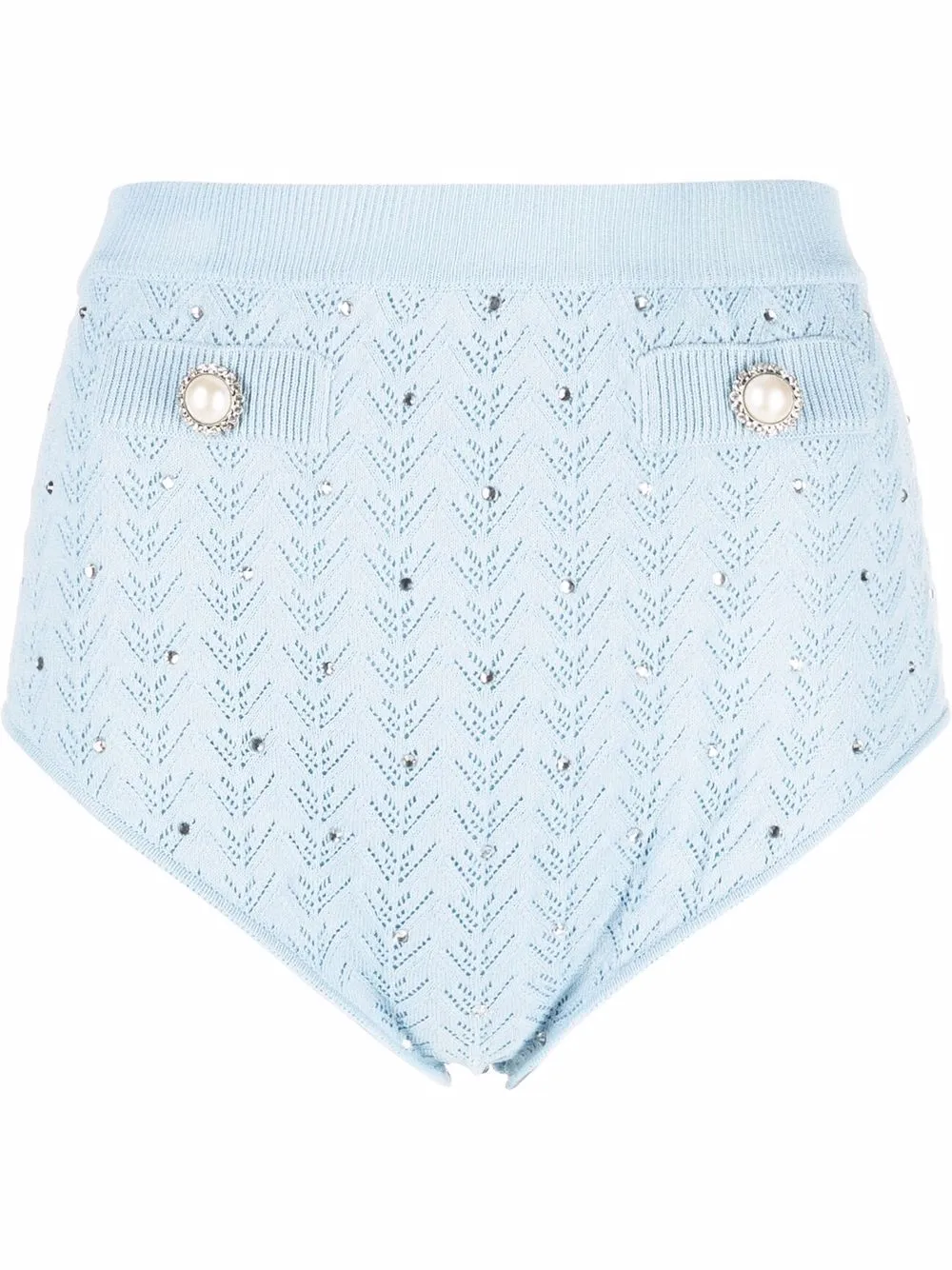 

Alessandra Rich hot pants con detalles de cristal - Azul