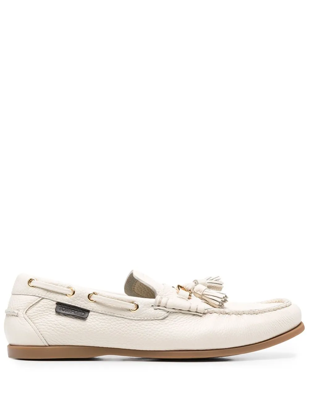 

TOM FORD pebbled tassel almond-toe boat shoes - Neutrals