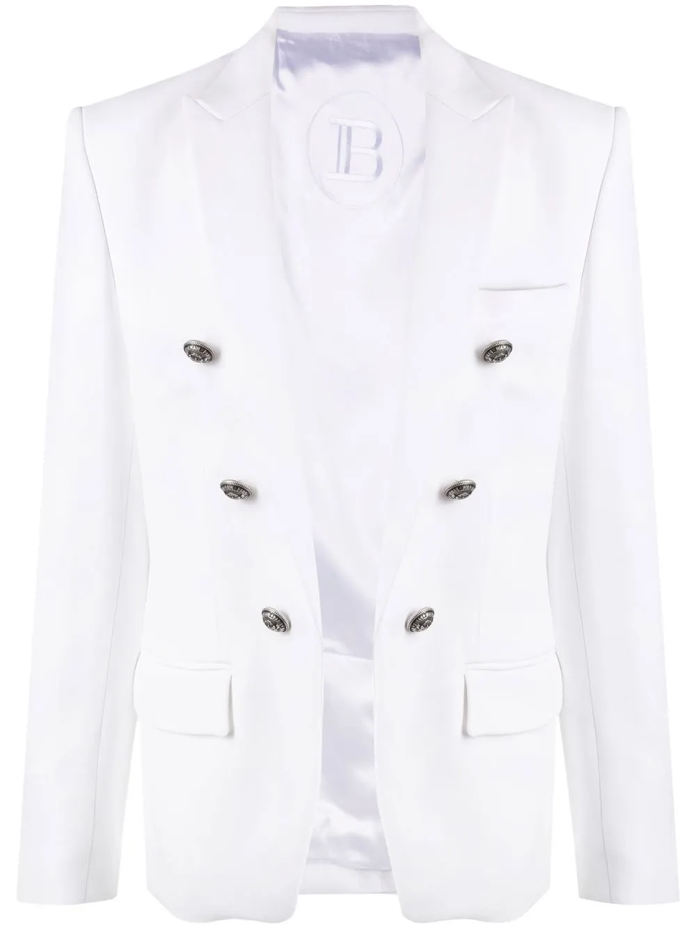 

Balmain blazer de vestir con logo en relieve - Blanco