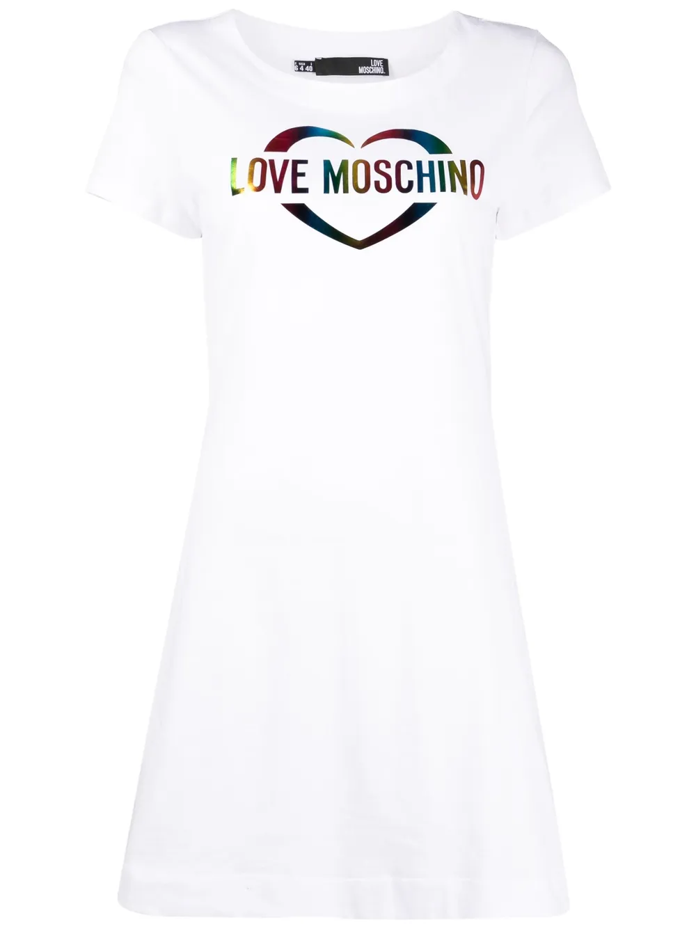 

Love Moschino vestido estilo playera con logo brillante estampado - Blanco