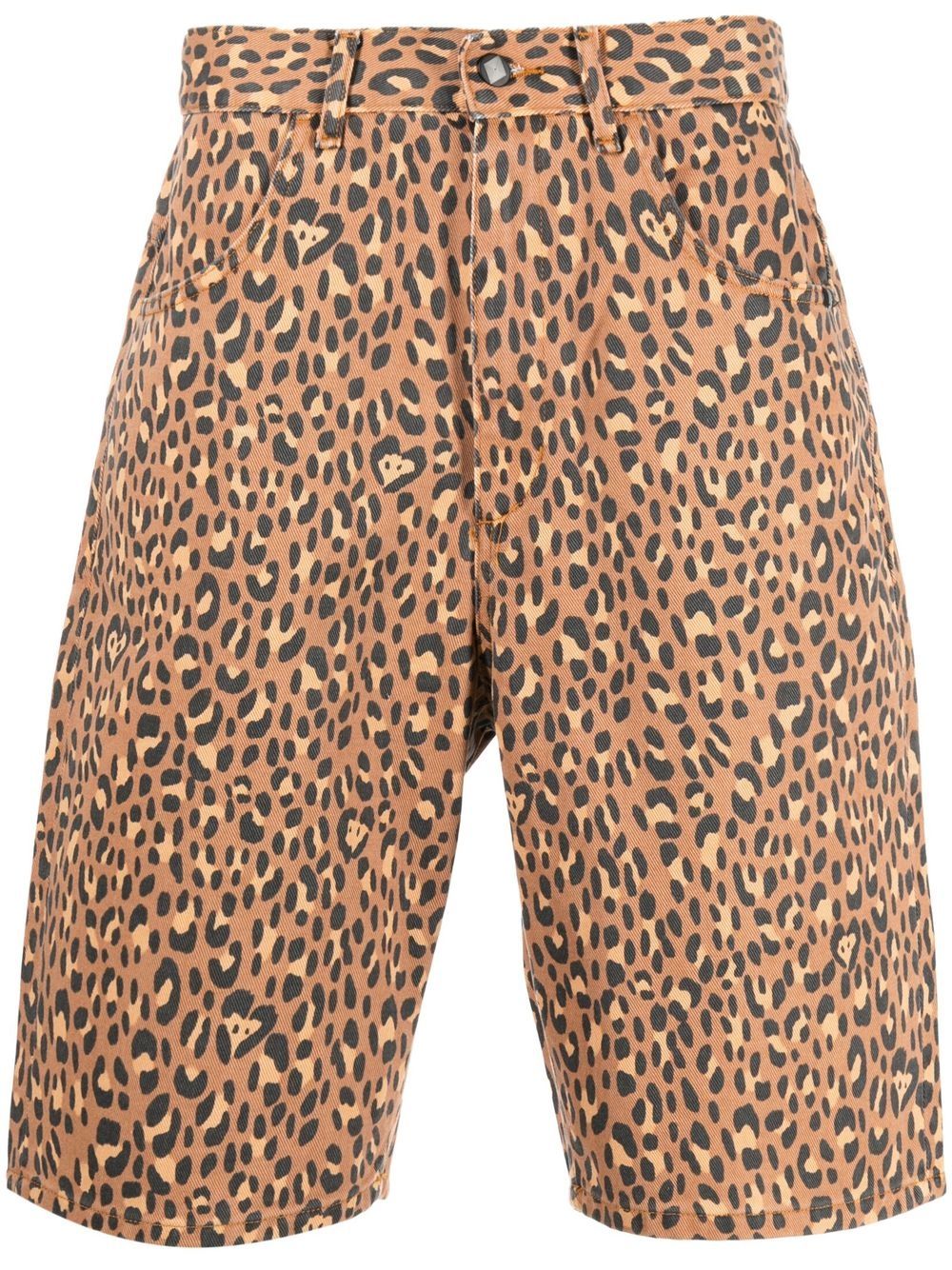 AMISH leopard-print denim shorts - Brown