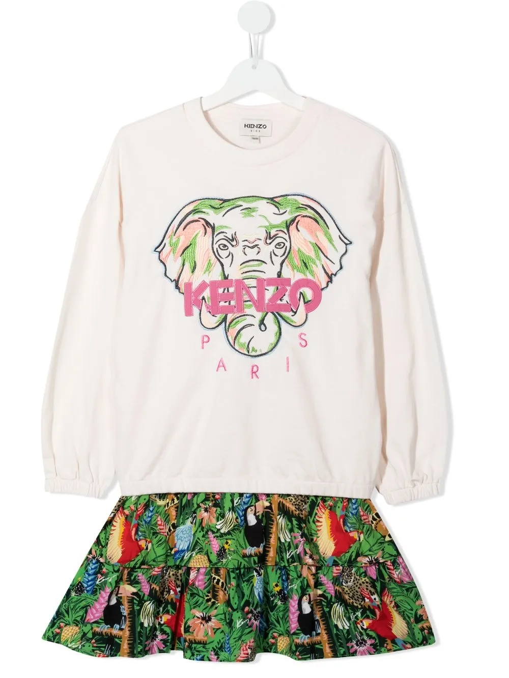 

Kenzo Kids set tropical con logo estampado - Blanco