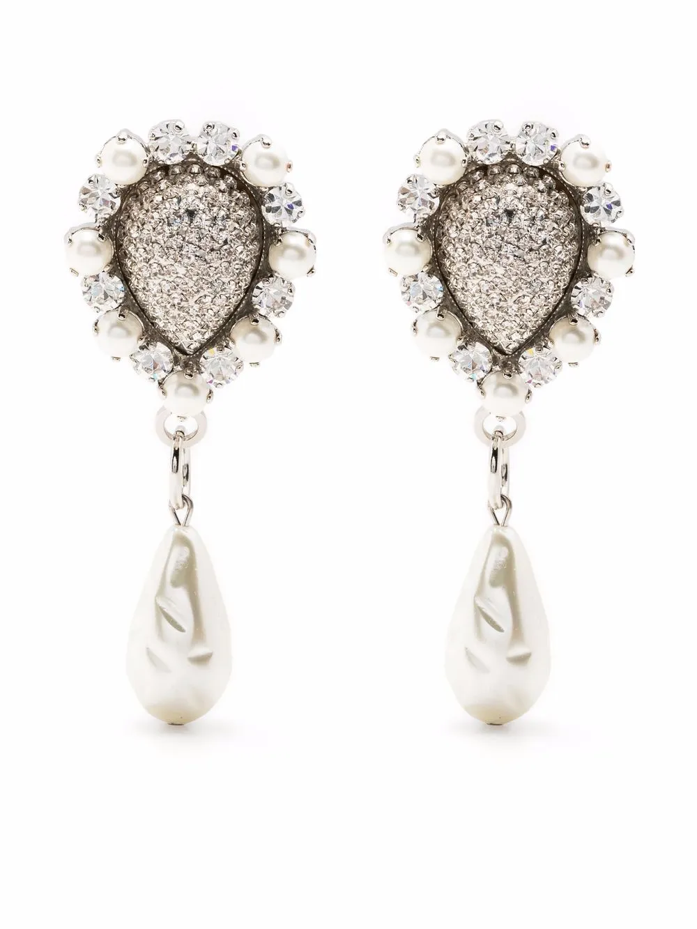 

Alessandra Rich pearl-pendant clip earrings - Silver