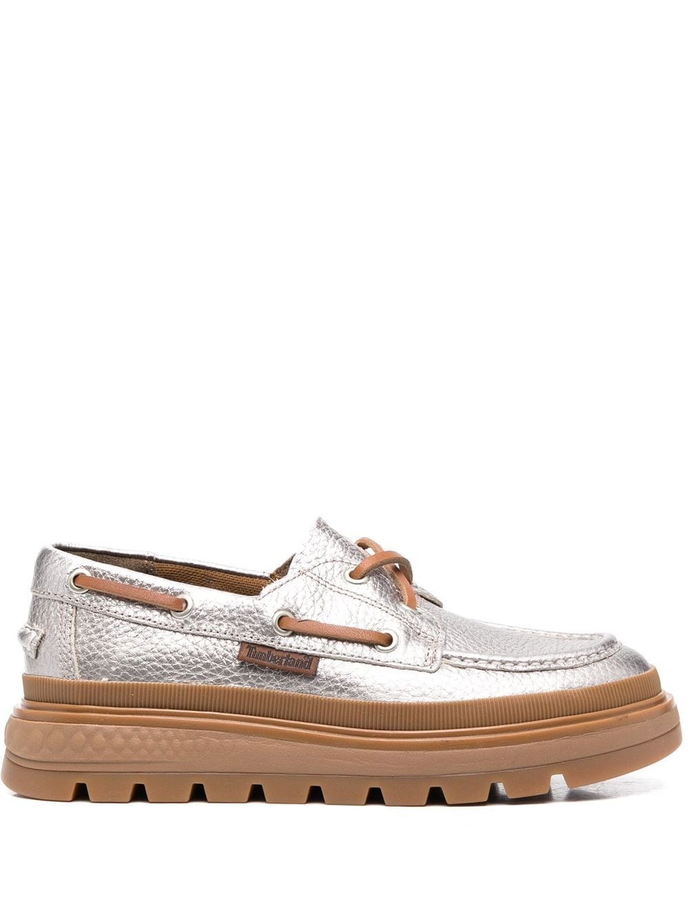 Timberland Metallic-effect Leather Loafers In Grey | ModeSens