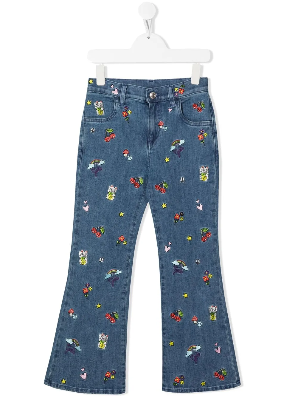 

Gcds Kids jeans acampanados con bordado - Azul