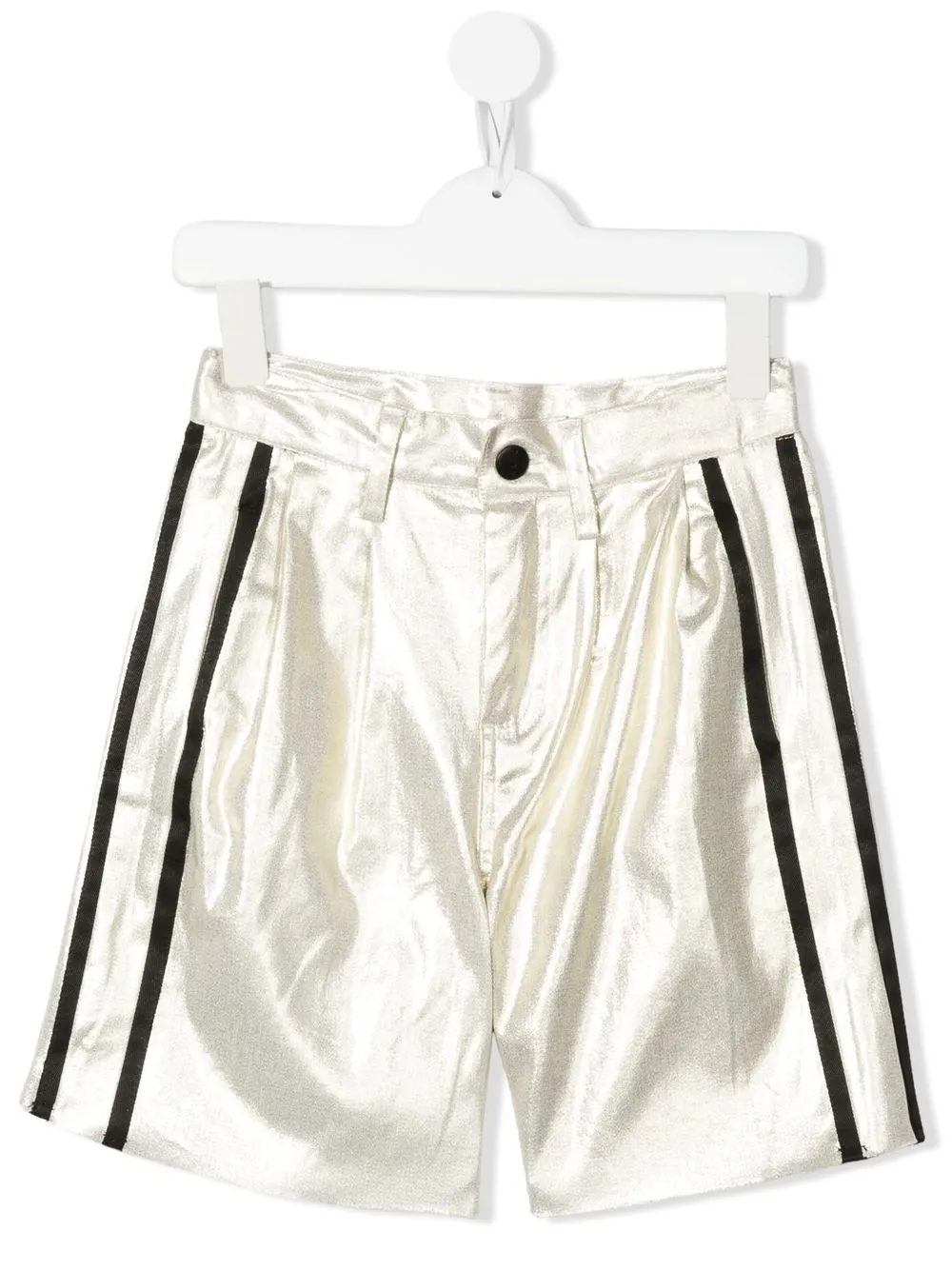 

Dkny Kids shorts metalizados con bordes deshilachados - Dorado