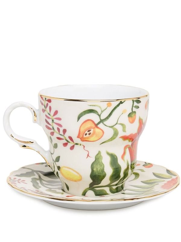 Big Mama cup and saucer set in multicoloured - La Double J