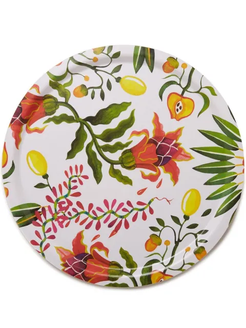 La DoubleJ floral-print wood tray