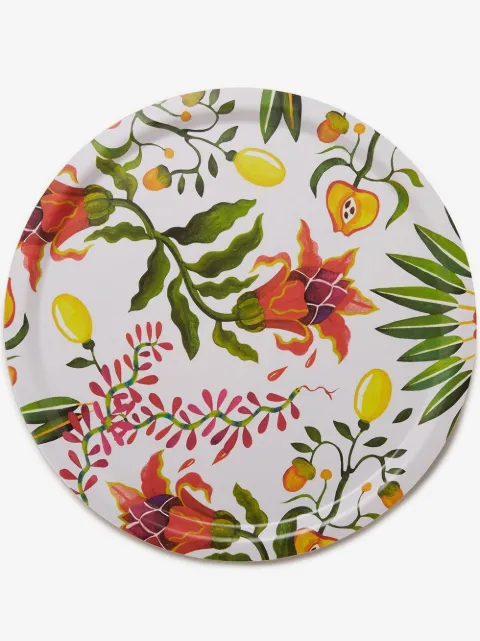 La DoubleJ floral-print wood tray