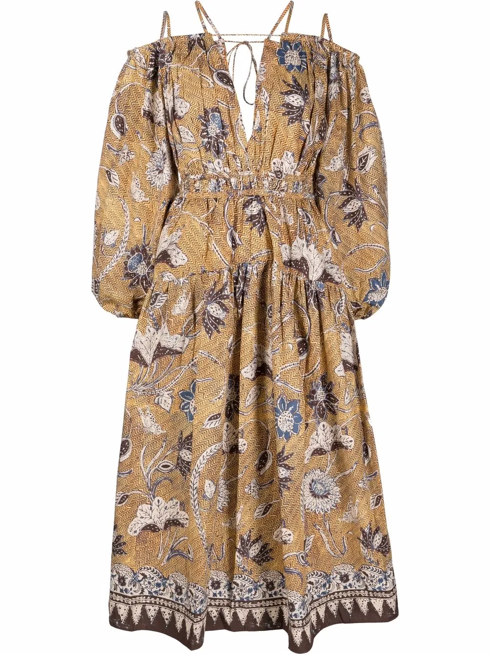 

Ulla Johnson vestido midi con estampado floral - Amarillo