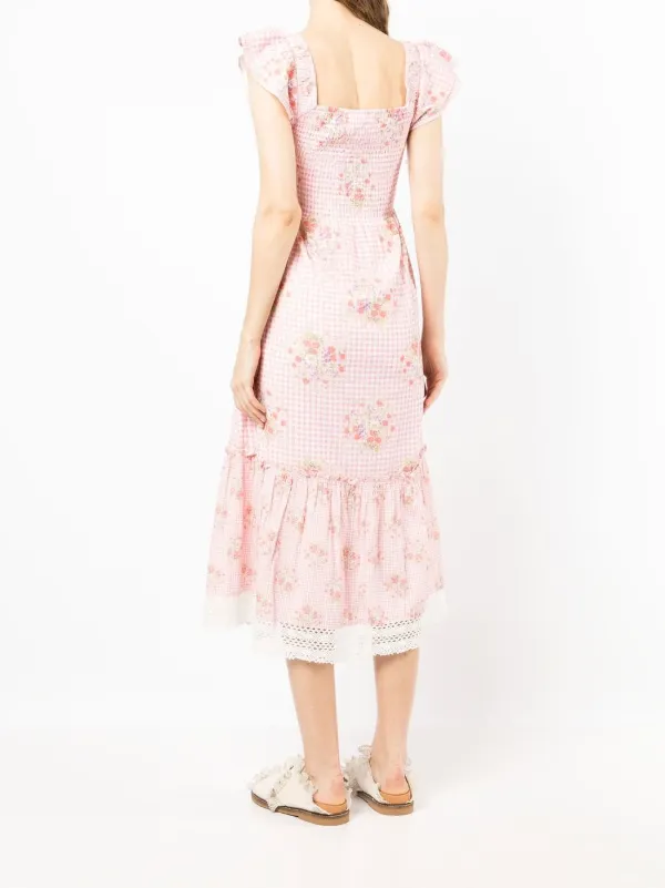 LoveShackFancy Emeka Floral Midi Dress | Pink | FARFETCH