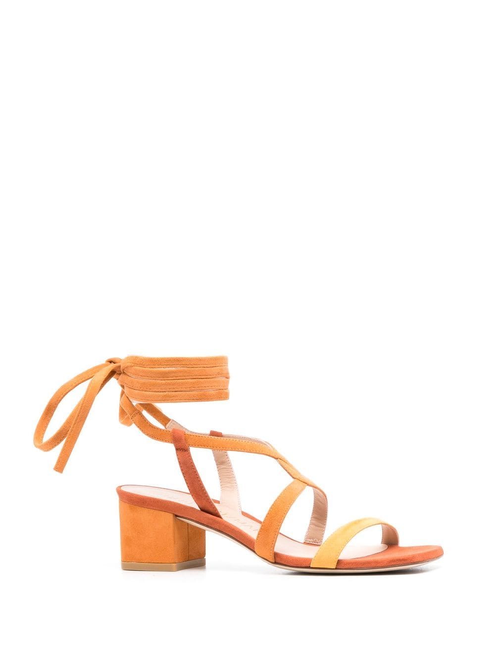 Shop Stuart Weitzman Sue Ankle-tied Sandals In Orange