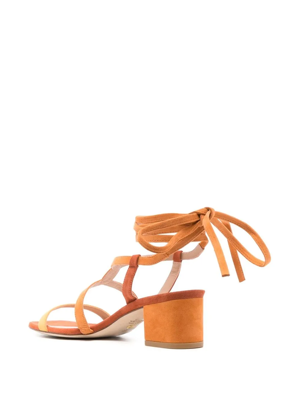 Shop Stuart Weitzman Sue Ankle-tied Sandals In Orange