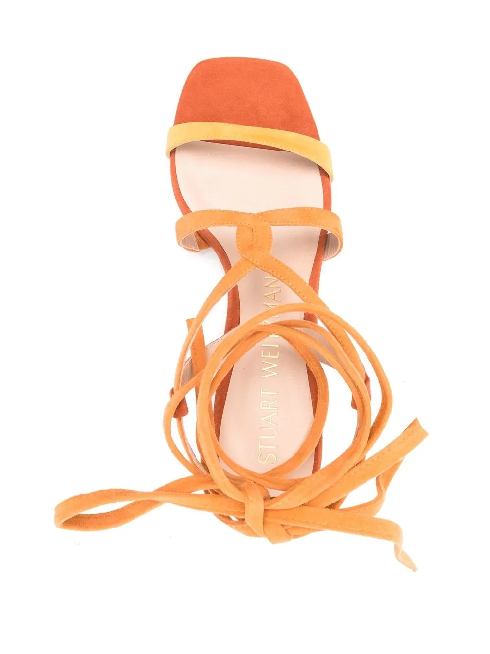 Shop Stuart Weitzman Sue Ankle-tied Sandals In Orange