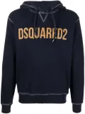DSQUARED2 logo-print pullover hoodie - Blue