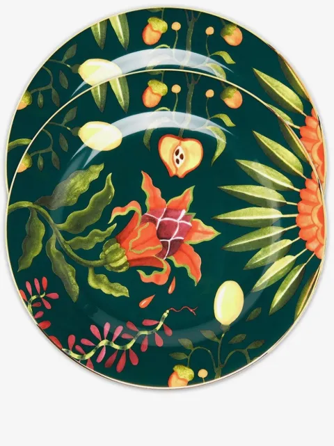 La DoubleJ dragonfruit-print set of two dessert plates