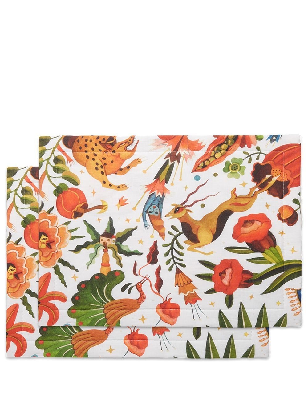 La Doublej Jungle Book Set Of Two Table Mats In White
