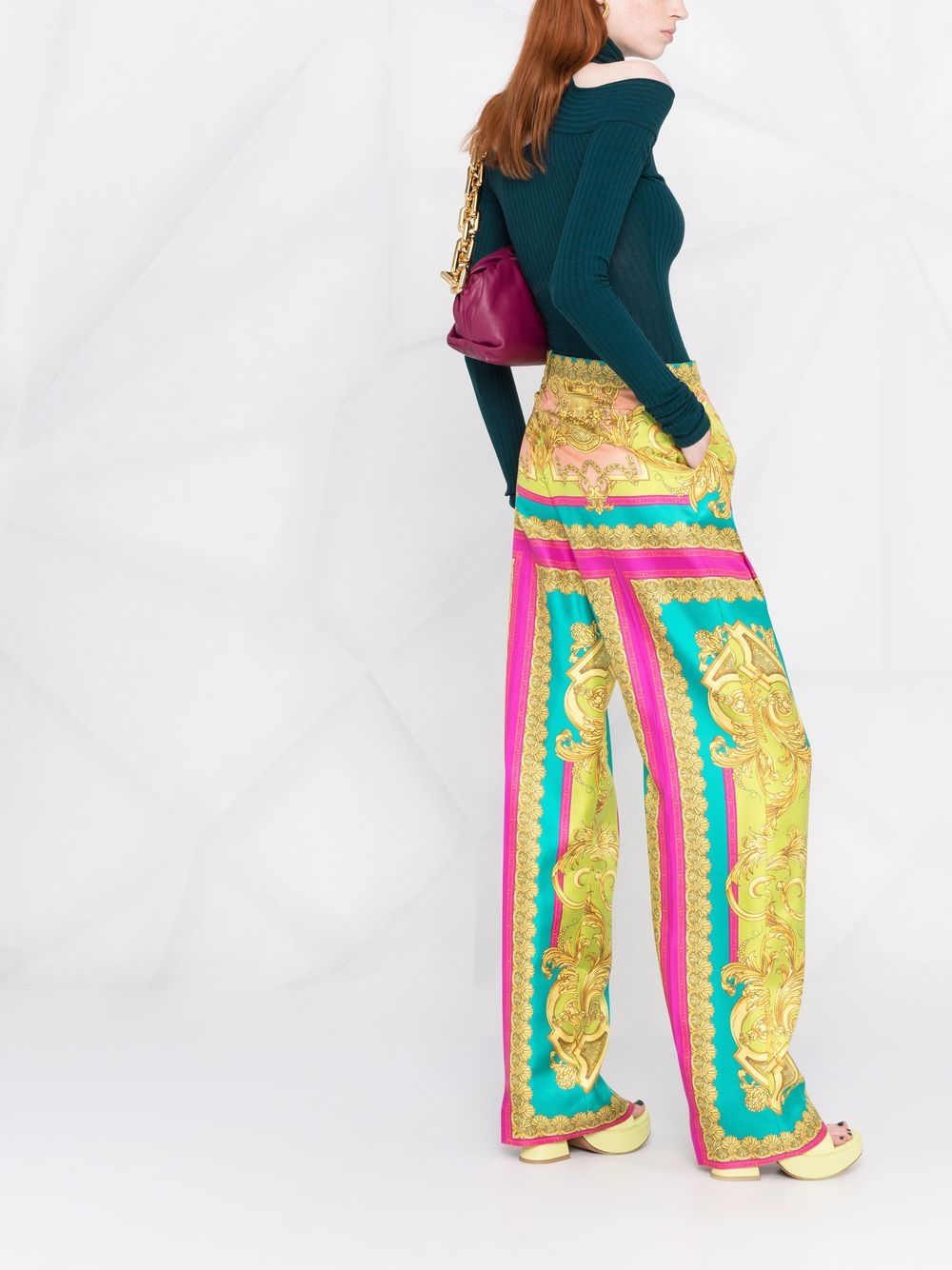 Versace Barocco Goddess Silk Trousers - Farfetch