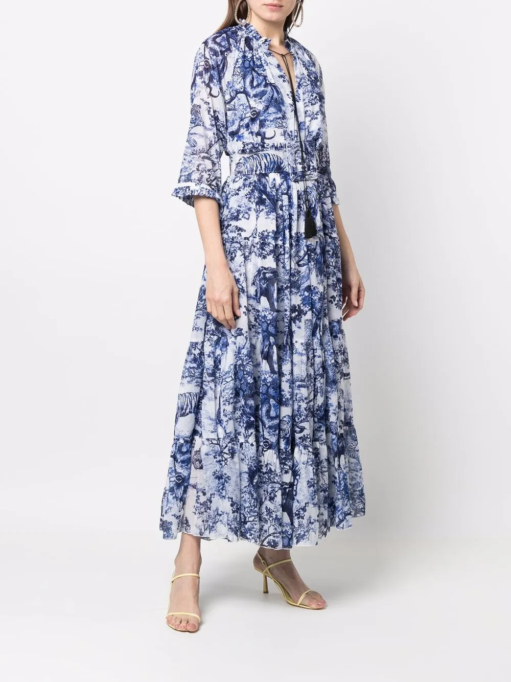  Samantha Sung Embroidered Midi Shift Dress - Blue 