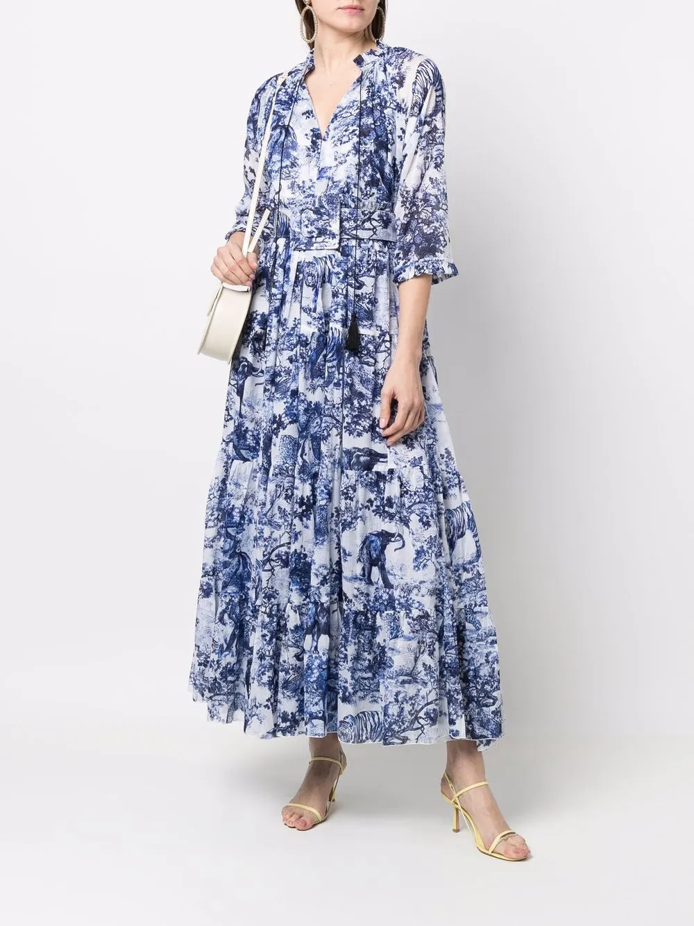  Samantha Sung Embroidered Midi Shift Dress - Blue 