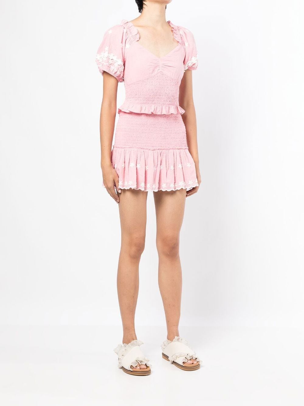 Shop Loveshackfancy Jarraj Smocked-detail Dress In Rosa