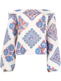 La DoubleJ Boho-print crop top - White