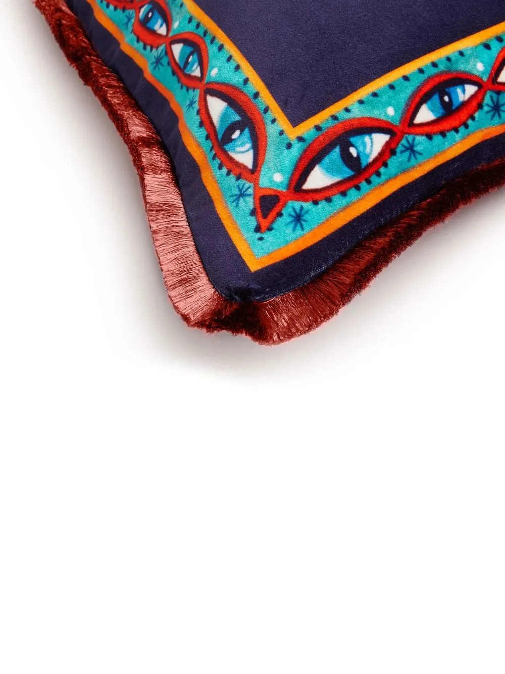  La Doublej Eye Vines Samtkissen   Blau 