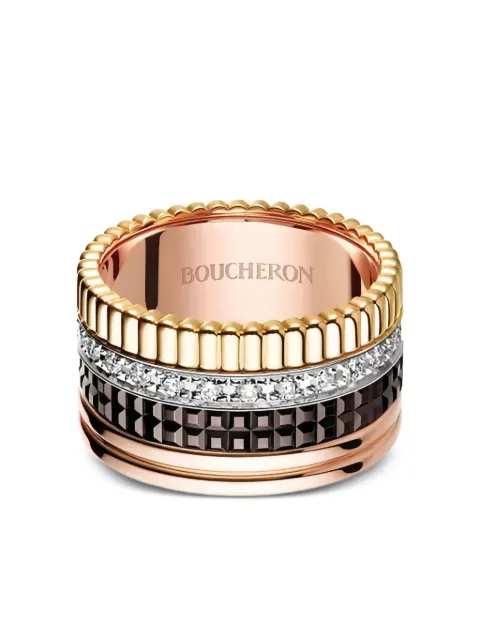Boucheron 18K gold Quatre Classique pavé diamond ring