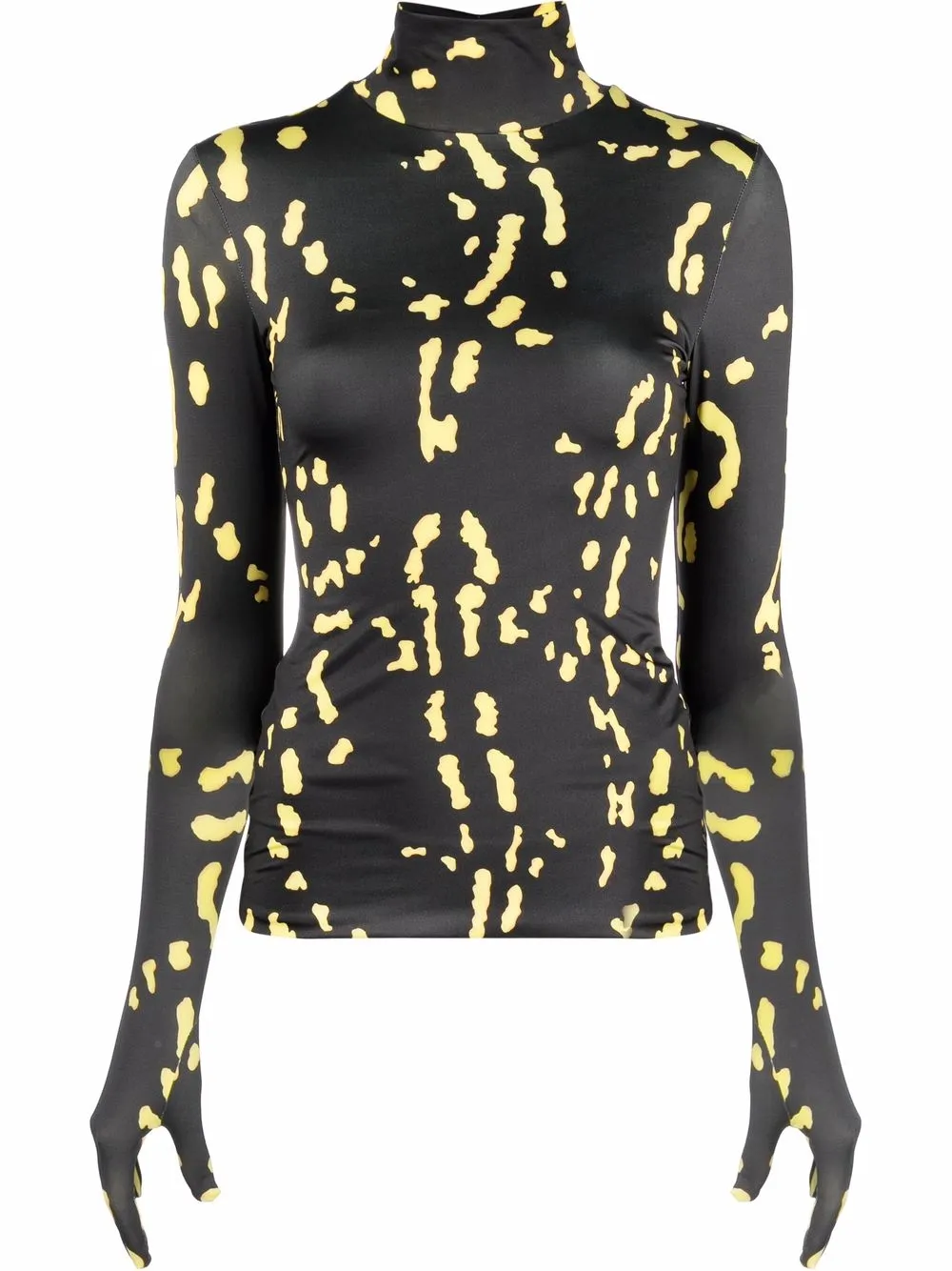salamander-print glove-sleeve top