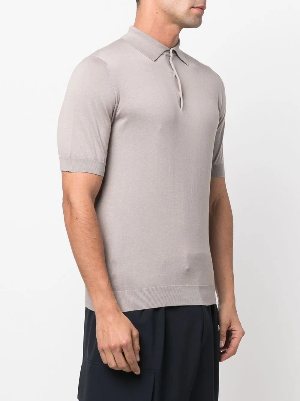 Shop Dell'oglio Cotton Short-sleeve Polo Shirt In Neutrals