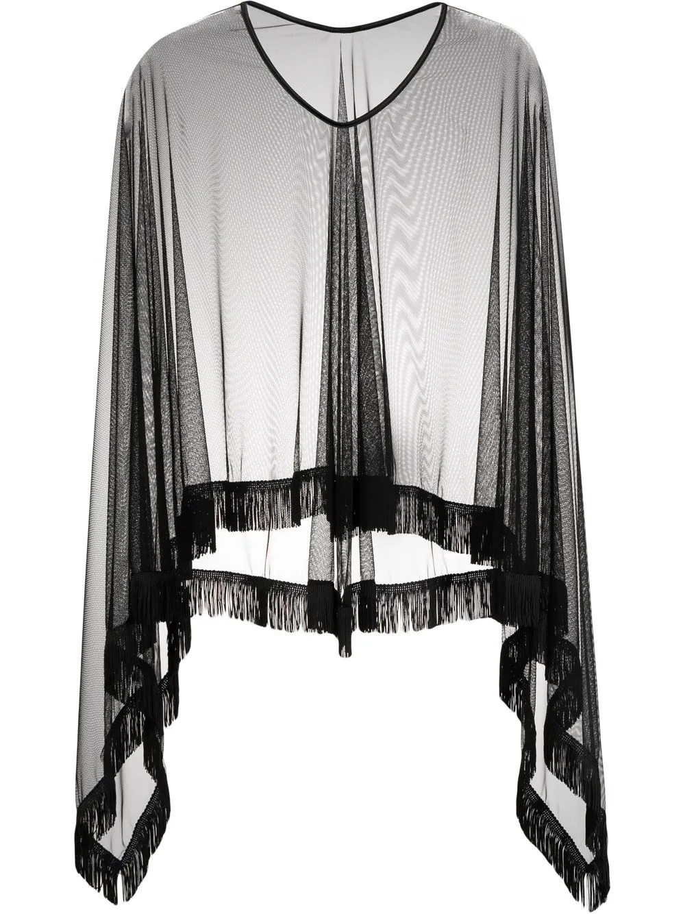 

Folies By Renaud sheer fringed poncho - Black