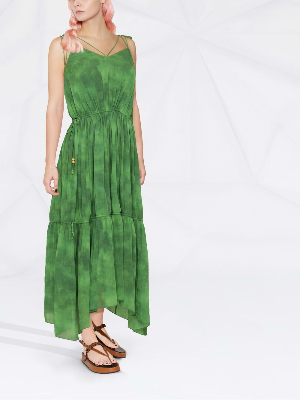 Patrizia Pepe Asymmetrische maxi-jurk - Groen