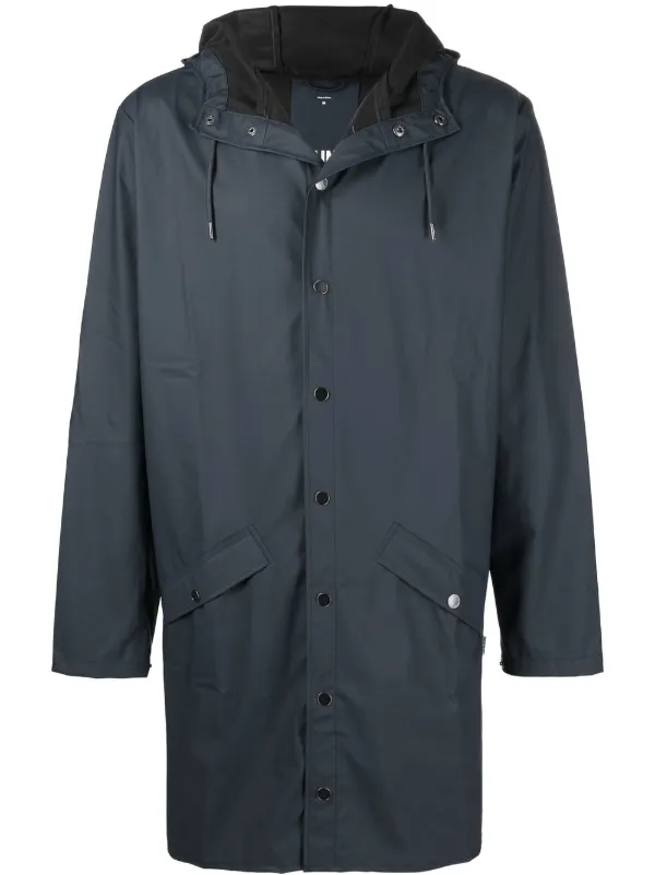 Rains Drawstring Hooded Coat Blue FARFETCH GE