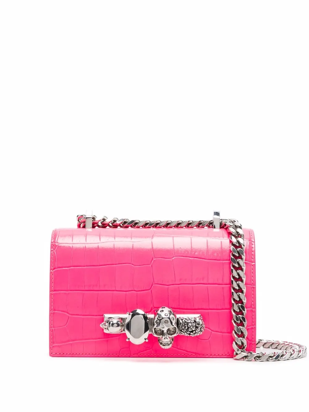 

Alexander McQueen bolsa de hombro con efecto de piel de cocodrilo - Rosado