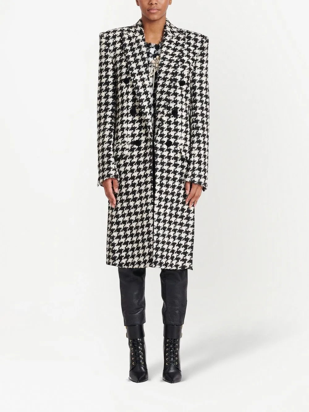 Balmain Mantel Mit Hahnentrittmuster Farfetch