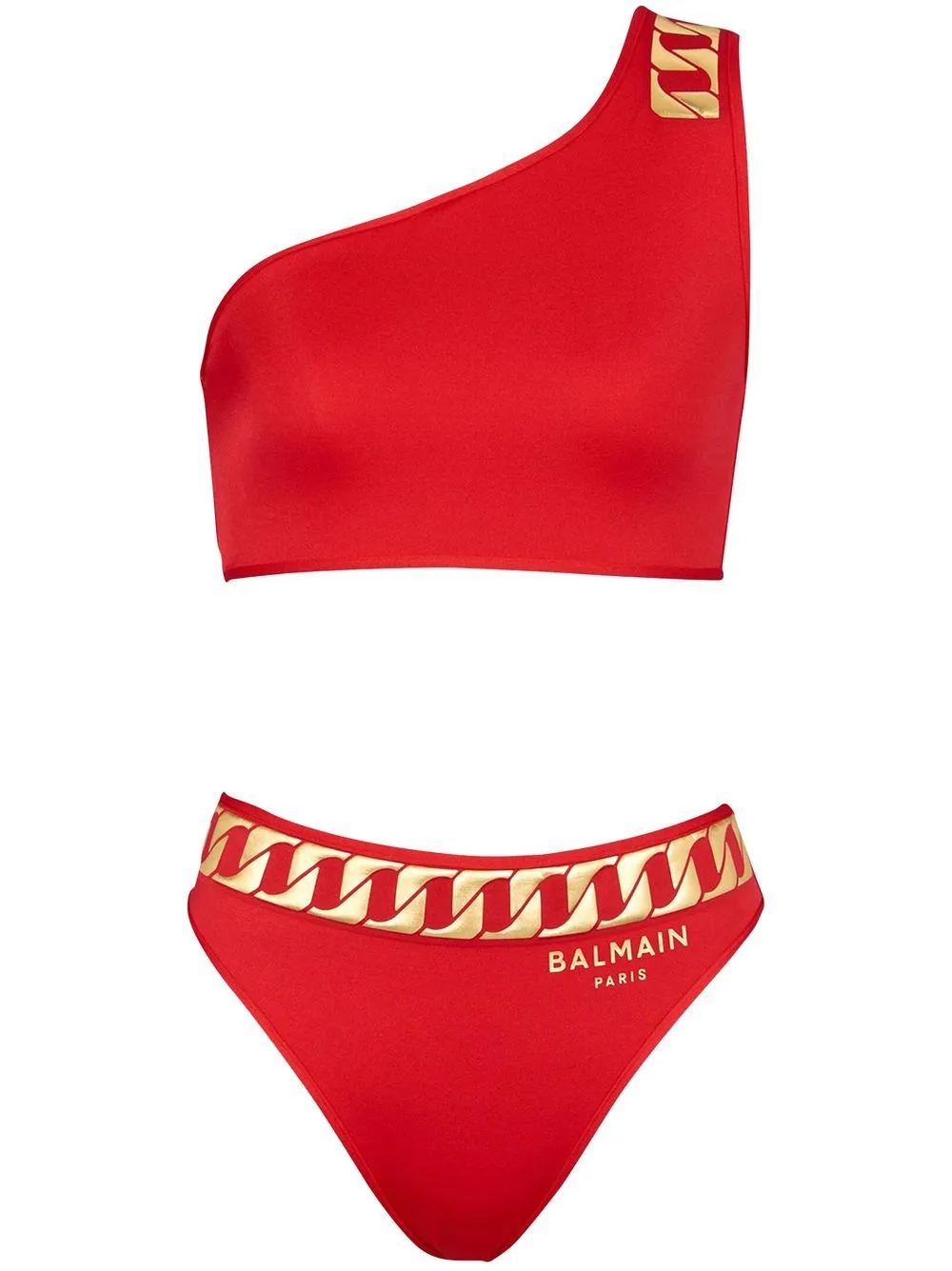 

Balmain bikini con cadenas estampadas - Rojo