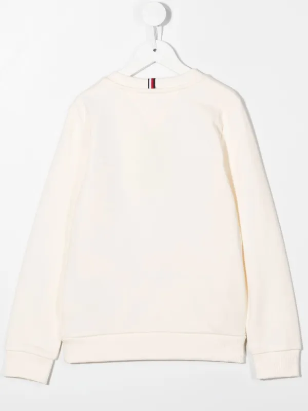 Tommy Hilfiger Junior logo-print organic-cotton Sweatshirt Neutrals