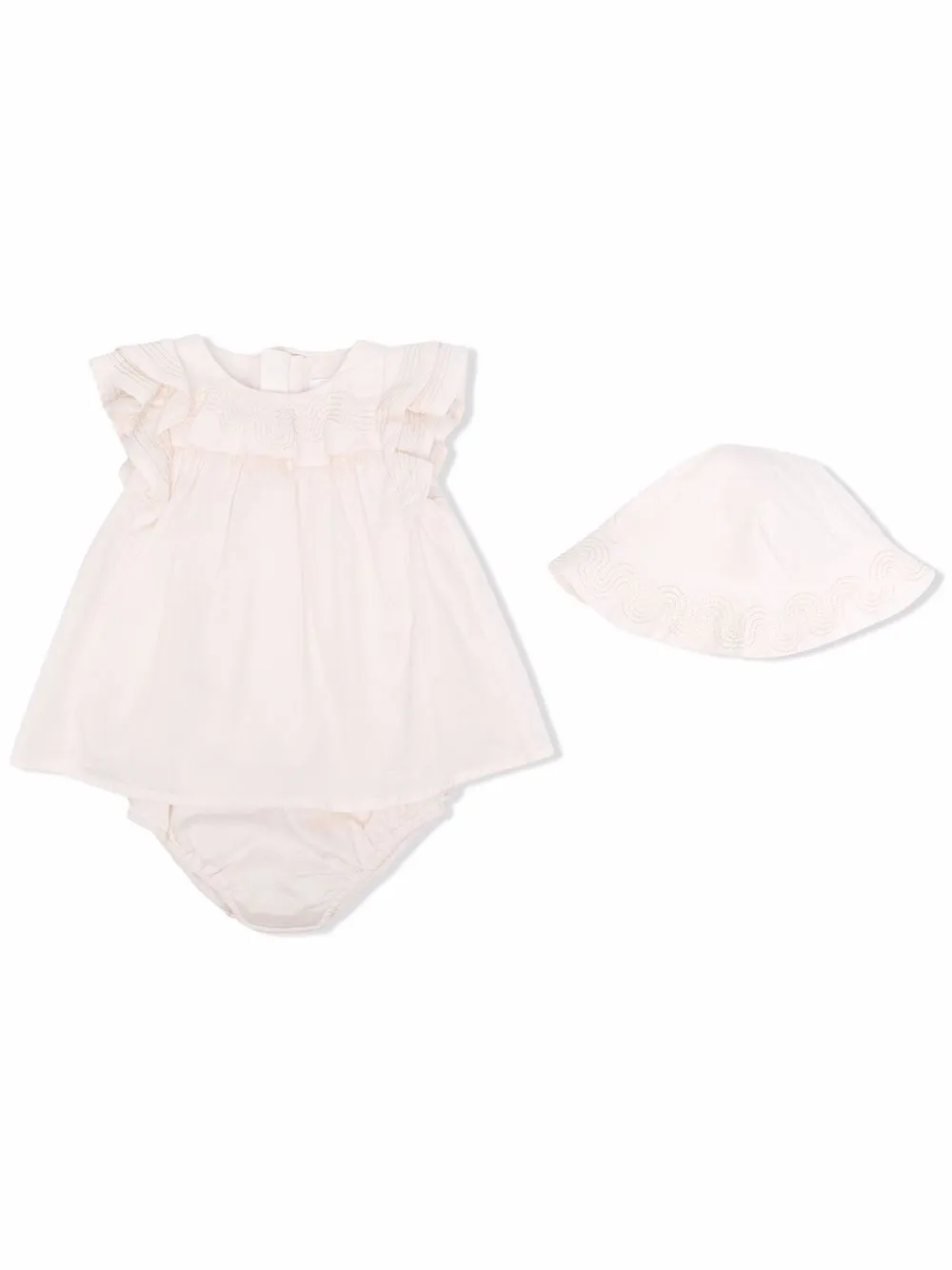 

Chloé Kids set de gorro y romper con volantes - Neutro