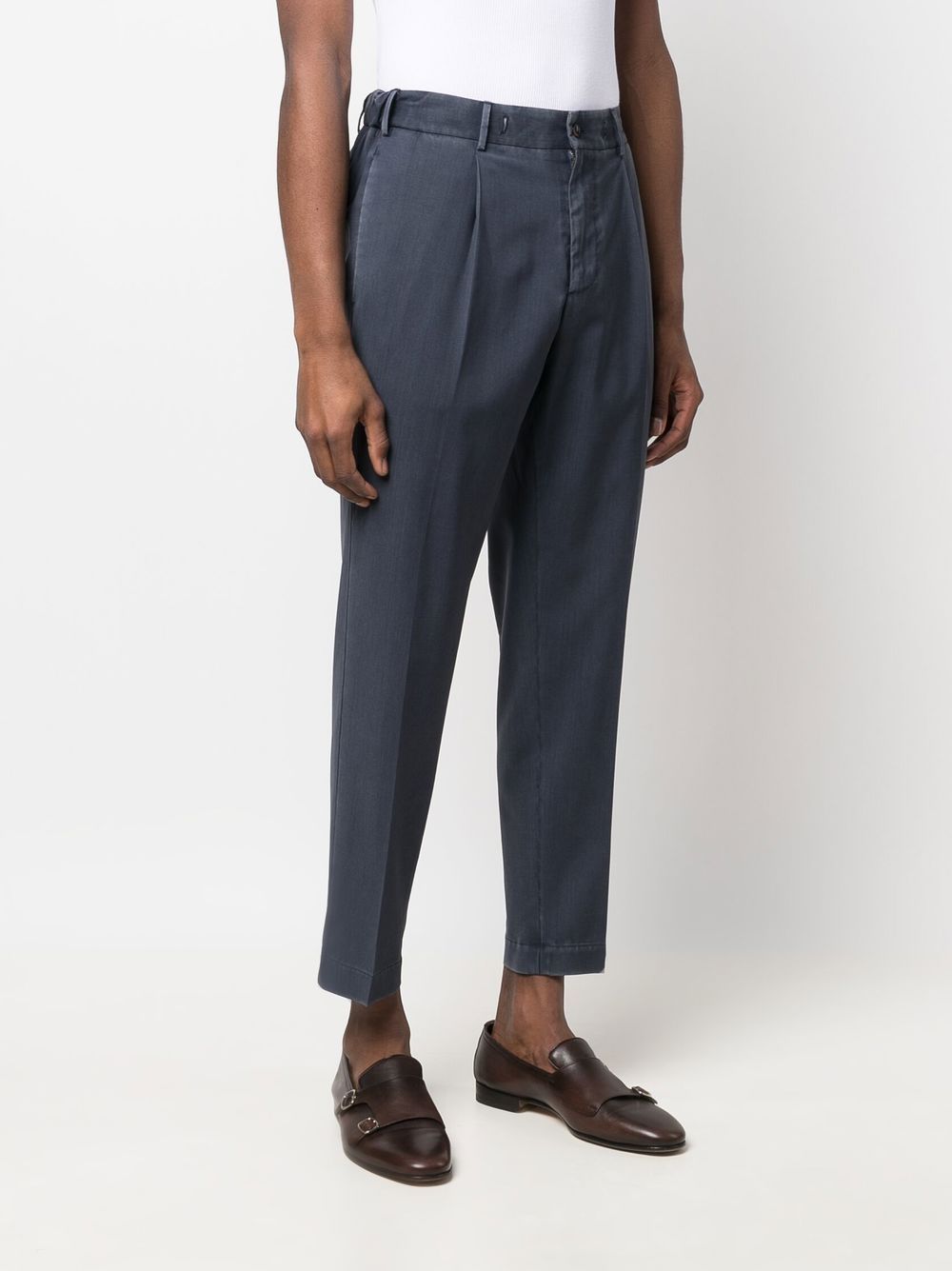 Shop Dell'oglio Pleated-waistband Detail Trousers In Blue