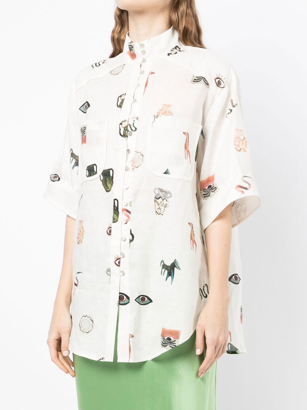 Shop Alemais Hera Graphic-print Short-sleeved Shirt In White