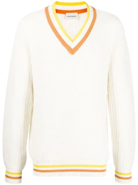 Drôle De Monsieur striped trim V-neck jumper