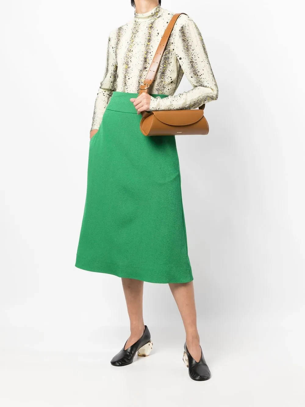 Jil Sander Cannolo leren schoudertas - Bruin