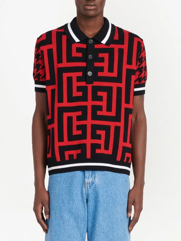 Balmain monogram-pattern Polo Shirt 