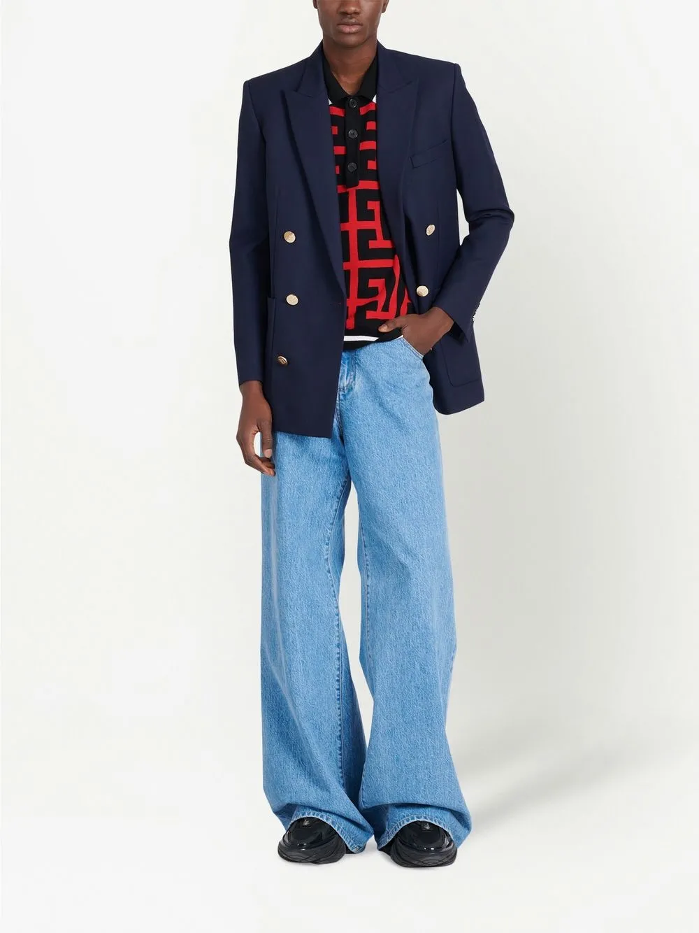 Balmain Poloshirt met monogram - Rood